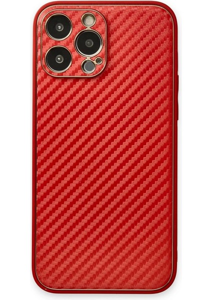 iPhone 13 Pro Max Kılıf Coco Karbon Silikon - Kırmızı