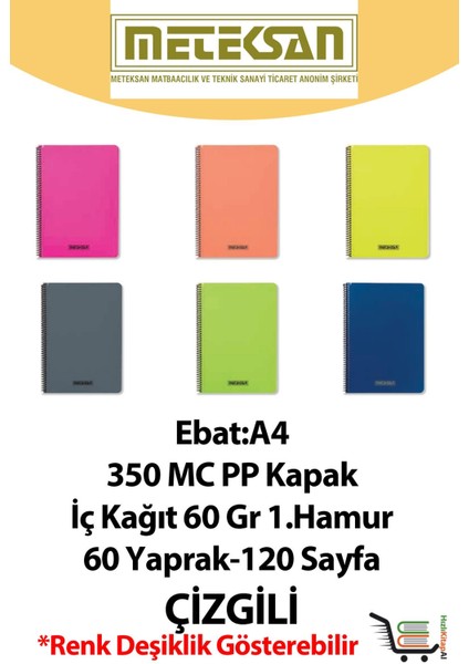 Karina 60 Yaprak Çizgili Pp Kapak Pastel Mix fiyatları