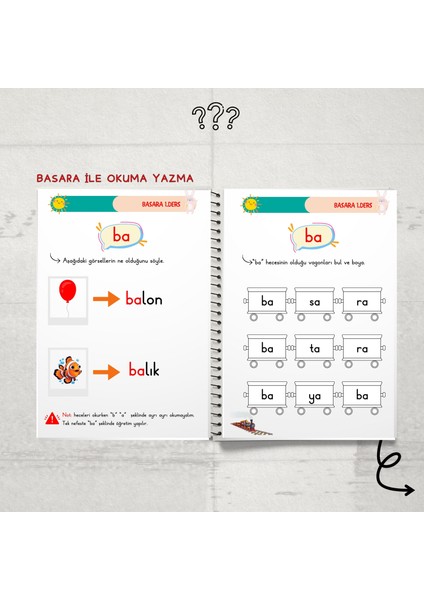 Basara yöntemi Ile Okuma Yazma 1-2 kitabı modelleri