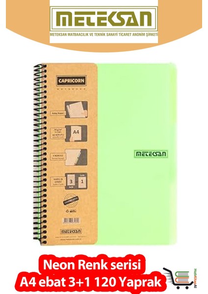 Capricorn Neon A4 3+1 120 Yaprak Pp Kapak
