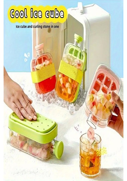 Yeni Nesil Basmalı Buz Kalıbı Pipetli Su Şişesi 18 Bölmeli Hazneli Buz Küpü 800 Ml-Beyaz fırsatları