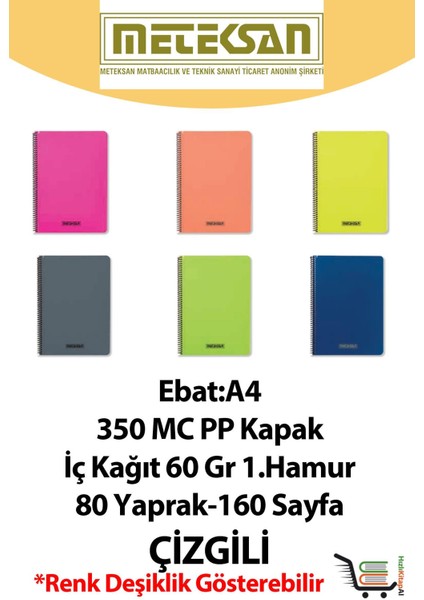 Karina 80 Yaprak Çizgili Pp Kapak Pastel Mix fiyatları