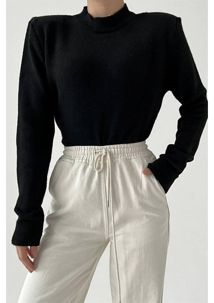 Kadın Vatkalı Basic Triko Kazak