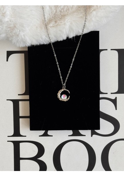 Opal Taşlı Ay Çelik Kolye fiyatları