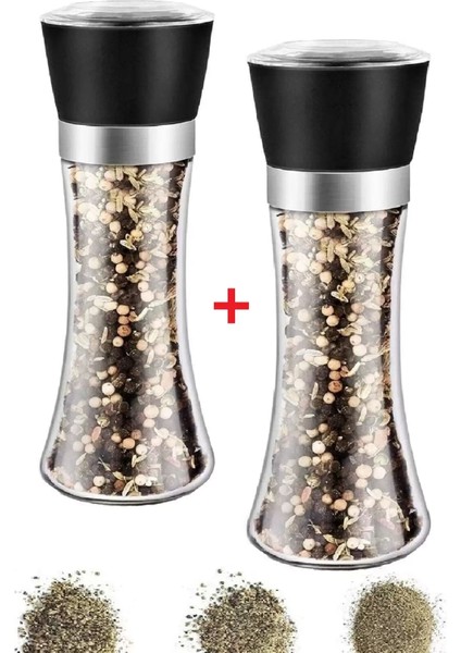 Karabiber Tuzluk Değirmeni Seramik Bıçaklı Baharatlık Öğütücü Lüx Cam 3 Kademeli Has Değirmen Seti fiyatları