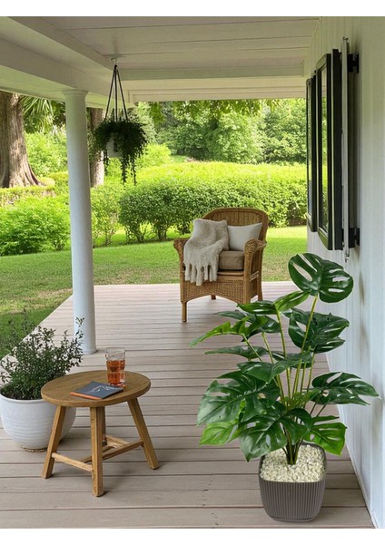 Yapay Ağaç Monstera Deve Tabanı Bitkisi 18 Yaprak 75CM Plastik Saksıda Yapay Salon Çiçeği Hediyelik fiyatları