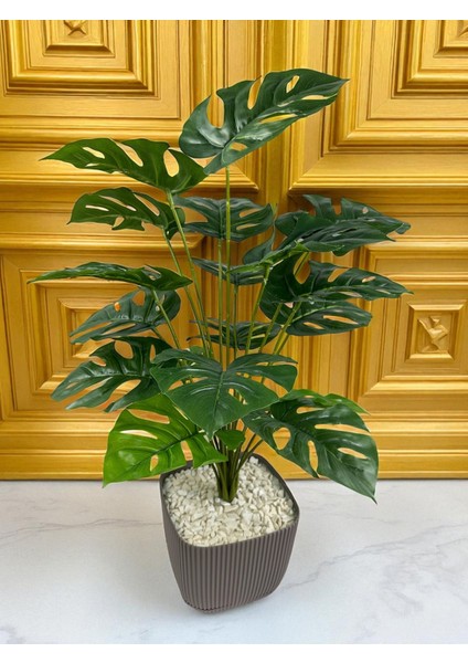 Yapay Ağaç Monstera Deve Tabanı Bitkisi 18 Yaprak 75CM Plastik Saksıda Yapay Salon Çiçeği Hediyelik indirimleri