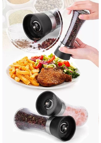 Seramik Bıçaklı Baharat Öğütücü Tuz Baharat Değirmeni Büyük Boy 2 Adet modelleri