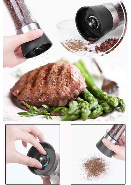 Seramik Bıçaklı Baharat Öğütücü Tuz Baharat Değirmeni Büyük Boy 2 Adet indirimleri