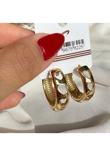 Gold Taşlı Halka Küpe fiyatları