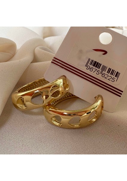 Gold Taşlı Halka Küpe modelleri