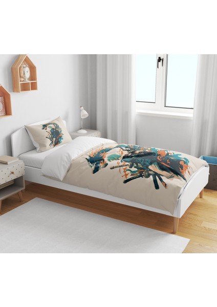 Zoro One Piece Anime 3D Dijital Baskılı Tek Kişilik Çarşafsız Genç Erkek Çocuk Nevresim Takımı modelleri