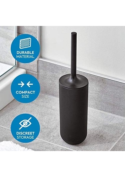 Tutuculu Tuvalet Fırçası, Plastik Dar Tuvalet Takımı, Bağımsız Tuvalet Fırçası Tutucu ve Silikon Kıllı Tuvalet Fırçası, Siyah 29567 modelleri