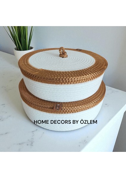 2'li Kapaklı Sepet Takımı Hasır Sepet Düzenleyici Organizer Dekorasyon Hediyelik 27X9CM-25X8CM modelleri