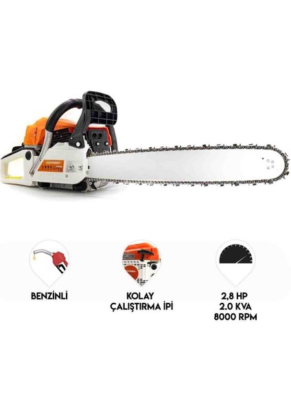 3 Hp 52 cc Zincirli Benzinli Ağaç Odun Kesme Makinesi 2.0kw 8.000 Rpm Hizar fırsatları