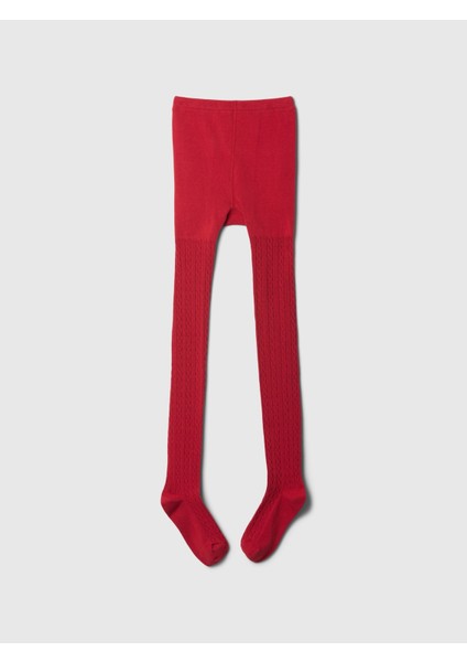 Kız Çocuk Kırmızı Örgü Külotlu Çorap