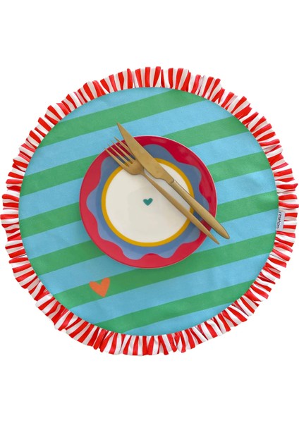 Fırfırlı, Yuvarlak, Bohem, Kalp, Desenli, Baskılı, Renkli, Çizgili Amerikan Servis 40CM Çap (1 Adet)