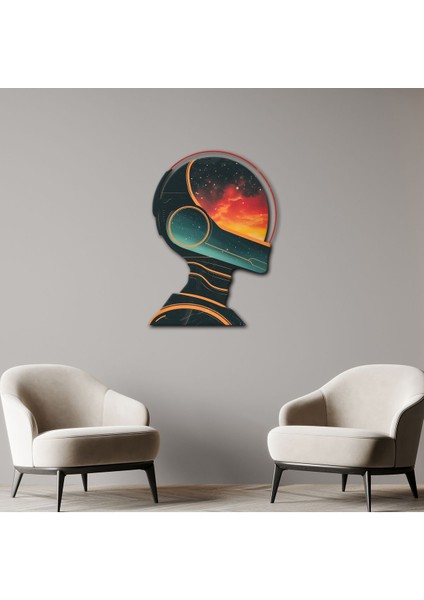 Retro Astronot Metal Tablo