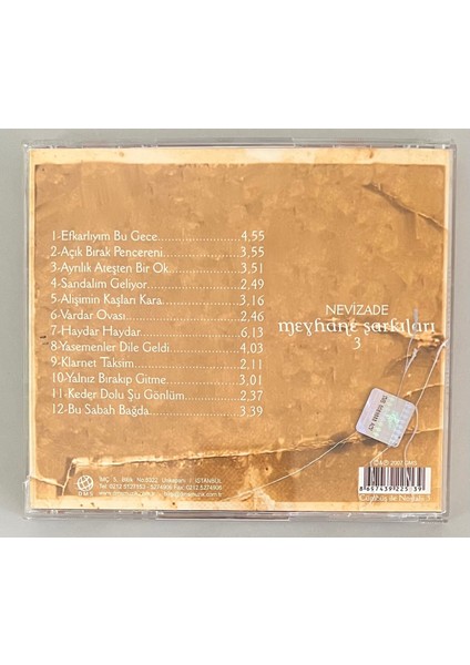 Nevizade Meyhane Şarkıları 3 CD (Orjnal Dönem Baskı Cd) fiyatları