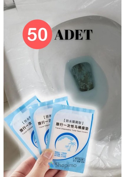 50 Adet Tek Kullanımlık Klozet Kapak Örtüsü Hijyenik Klozet Poşeti Şeffaf Cep Tipi Taşınabilir