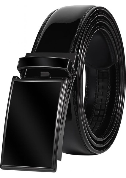 Siyah Rugan Otomatik Tokalı Deliksiz Klasik Erkek Kemeri