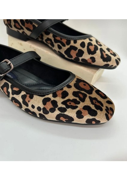 Leopar Desenli Tokalı Mary Jane Babet