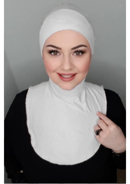 Tesettür Pratik Boyunluklu Hijab - Sporcu Bone Şal - Siyah BON23502