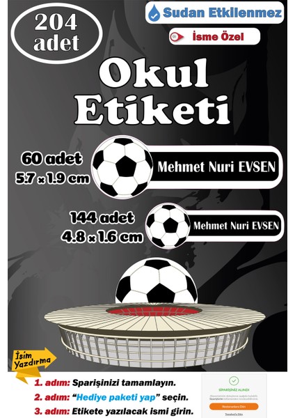Isme Özel Okul Etiketi Kalem Defter Etiketi Sticker Kız Erkek Çocuk Siyah Beyaz Isim Etiketi