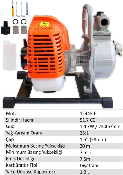 51CC Benzinli Su Motoru 2 Zamanlı Motor Bahçe Sulama Göl Su Çekme Bitki Çok Yönlü Işler