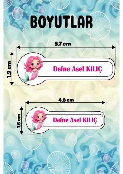 Isme Özel Okul Etiketi Kalem Defter Etiketi Sticker Kız Erkek Çocuk Deniz Canlıları Isim Etiketi modelleri