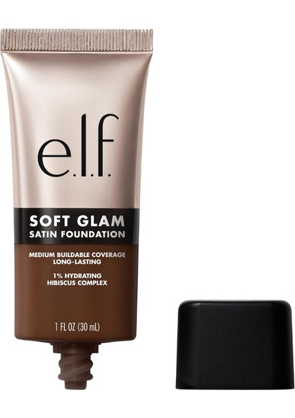 E.l.f Soft Glam Satin Fondöten, Orta Kapatıcılık, Nefes Alabilen ve Uzun Süre Kalıcı