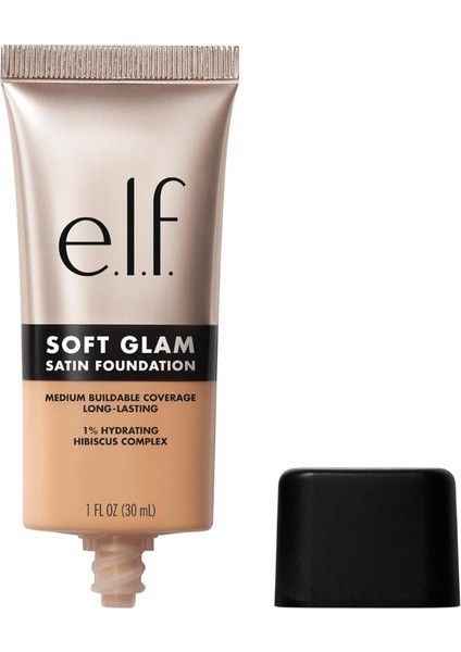 E.l.f Soft Glam Satin Fondöten, Orta Kapatıcılık, Nefes Alabilen ve Uzun Süre Kalıcı