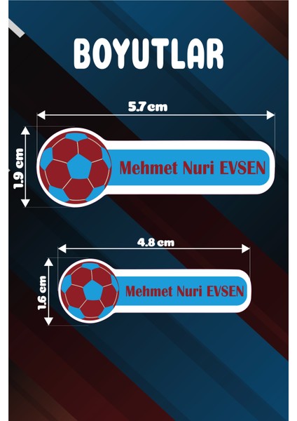 Isme Özel Okul Etiketi Kalem Defter Etiketi Sticker Kız Erkek Çocuk Bordo Mavi Taraftar Isim Etiketi fiyatları