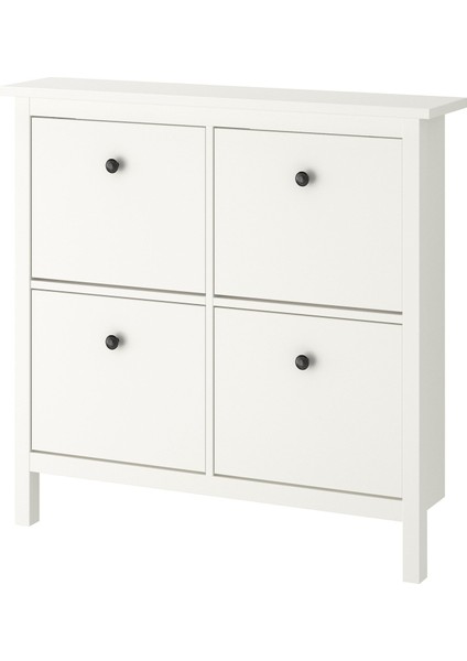 Hemnes Ayakkabı Dolabı 107 x 22 x 101 cm Beyaz 4 Bölmeli Havalandırmalı Masif Çam Dolap
