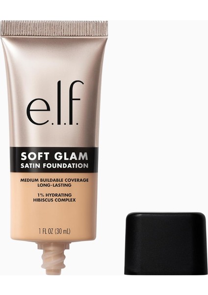 E.l.f Soft Glam Satin Fondöten, Orta Kapatıcılık, Nefes Alabilen ve Uzun Süre Kalıcı