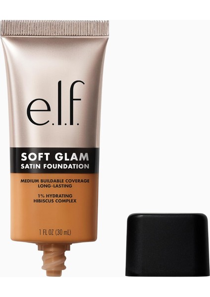 E.l.f Soft Glam Satin Fondöten, Orta Kapatıcılık, Nefes Alabilen ve Uzun Süre Kalıcı