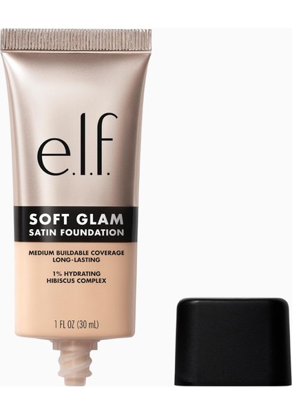 E.l.f Soft Glam Satin Fondöten, Orta Kapatıcılık, Nefes Alabilen ve Uzun Süre Kalıcı