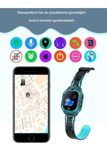 C002 Sim Kartlı Mavi Akıllı Çocuk Takip Saati Kameranı LBS Konum Takibi, Arama, Gizli Dinleme, Arama Engelleme , Sesli Mesaj , Acil Sos Arama, Akıllı Saat 8-9 fırsatları