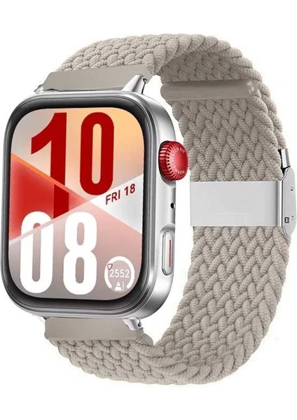 Watch Fit 3 / Fit 4 / Fit 4 Pro Uyumlu Solo Loop Örgü Kumaş Kordon – Metal Klipsli, Ayarlanabilir, Yumuşak ve Hafif Bileklik