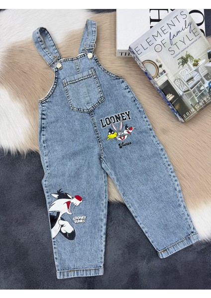 Looney Tunes Baskılı Unisex Çocuk Kot Salopet - Askılı Tulum modelleri