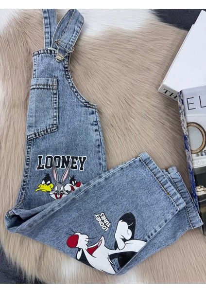 Looney Tunes Baskılı Unisex Çocuk Kot Salopet - Askılı Tulum indirimleri