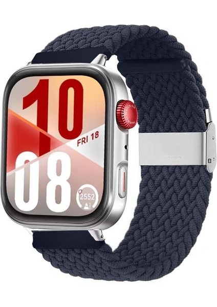 Watch Fit 3 / Fit 4 / Fit 4 Pro Uyumlu Solo Loop Örgü Kumaş Kordon – Metal Klipsli, Ayarlanabilir, Yumuşak ve Hafif Bileklik