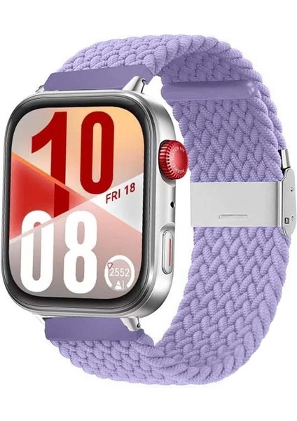 Watch Fit 3 / Fit 4 / Fit 4 Pro Uyumlu Solo Loop Örgü Kumaş Kordon – Metal Klipsli, Ayarlanabilir, Yumuşak ve Hafif Bileklik
