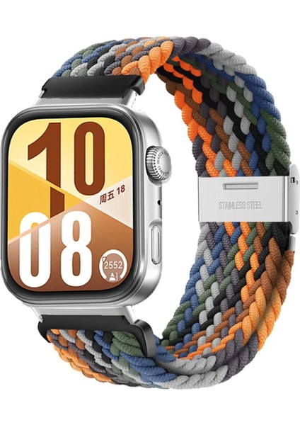 Watch Fit 3 / Fit 4 / Fit 4 Pro Uyumlu Solo Loop Örgü Kumaş Kordon – Metal Klipsli, Ayarlanabilir, Yumuşak ve Hafif Bileklik