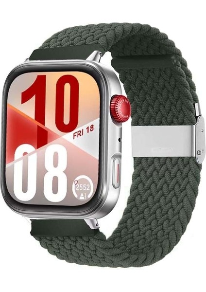 Watch Fit 3 / Fit 4 / Fit 4 Pro Uyumlu Solo Loop Örgü Kumaş Kordon – Metal Klipsli, Ayarlanabilir, Yumuşak ve Hafif Bileklik