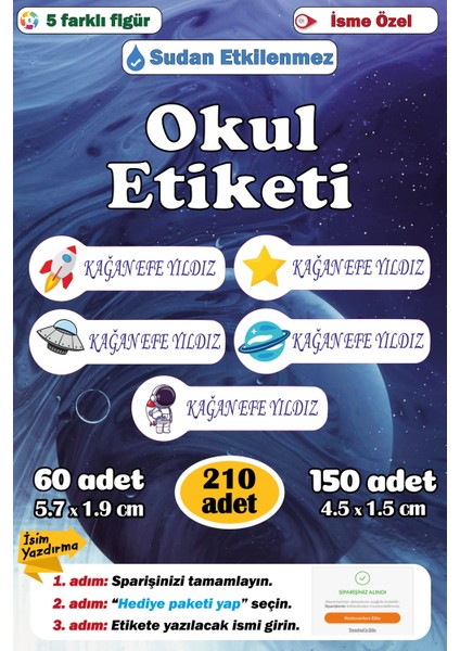 Premium Kalite Kişiye Isme Özel Isimli Defter Kalem Okul Etiketi Anaokulu Kreş Isim Etiket Seti