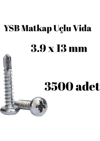Matkap Uçlu Akıllı Vida Ysb 3,9X13 3500'LI Kutu Yıldız Silindir Başlı