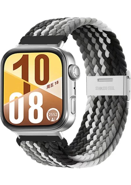 Watch Fit 3 / Fit 4 / Fit 4 Pro Uyumlu Solo Loop Örgü Kumaş Kordon – Metal Klipsli, Ayarlanabilir, Yumuşak ve Hafif Bileklik