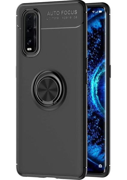 Oppo Find X2 Kılıf Range Yüzüklü Silikon - Siyah
