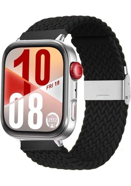 Watch Fit 3 / Fit 4 / Fit 4 Pro Uyumlu Solo Loop Örgü Kumaş Kordon – Metal Klipsli, Ayarlanabilir, Yumuşak ve Hafif Bileklik